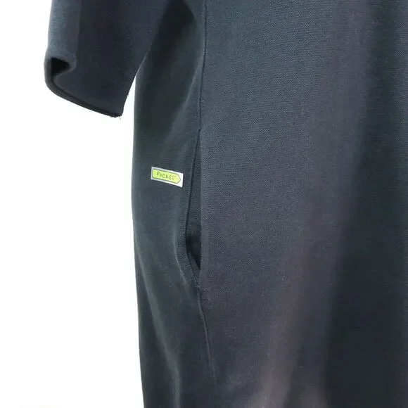 Madewell Size S Leather Trim Pique Ponte Knit Dress Boxy Fit Black - Picture 8 of 12